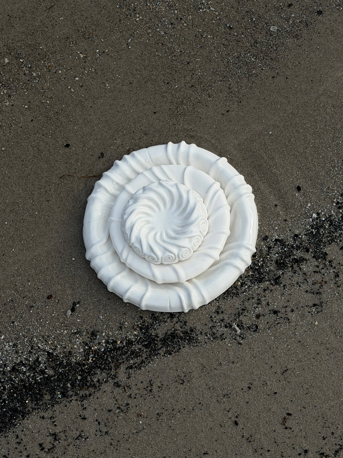 Tidevands middagstallerken, hvid