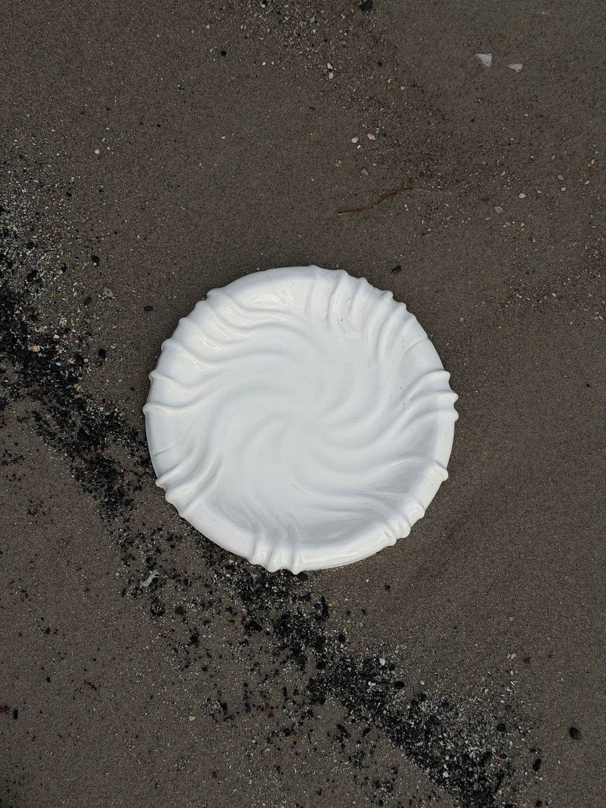 Tidevands middagstallerken, hvid
